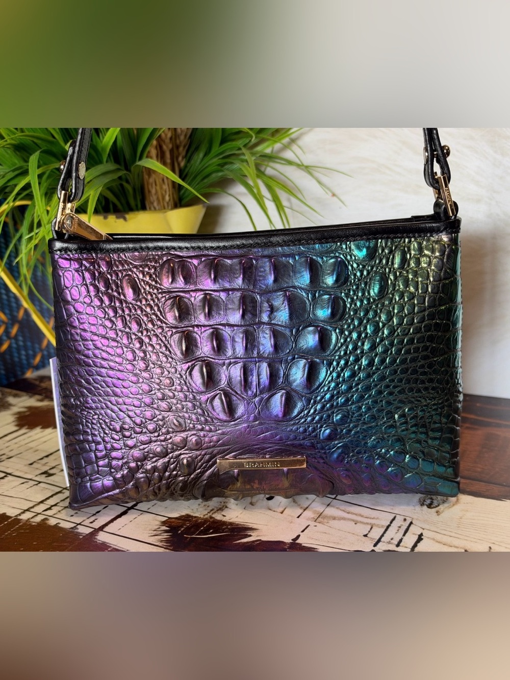 FIRM >>> BRAHMIN LORELEI MULTI LABYRINTH Metallic Ombre leather shoulder Bag NWT - Picture 6 of 12
